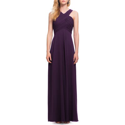 #levkoff Crisscross Bodice Chiffon Gown, Purple