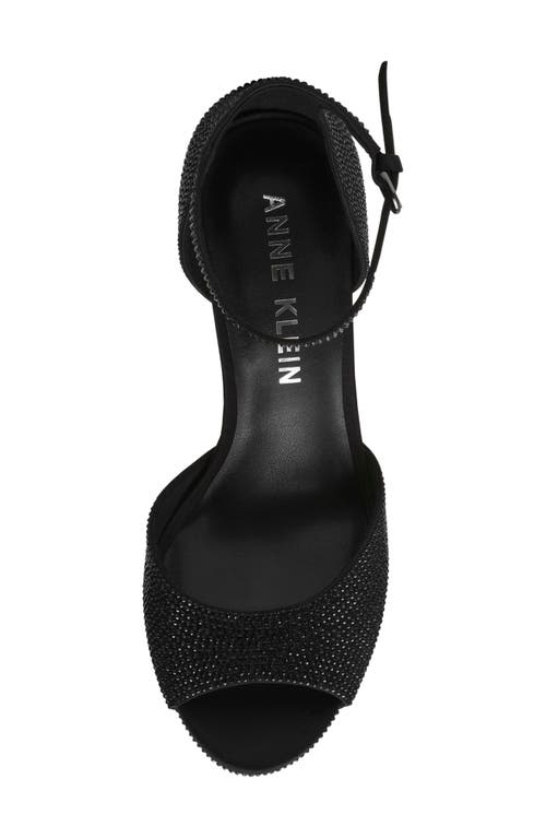 Anne Klein Vista Ankle Strap Platform Sandal In Black Crystal