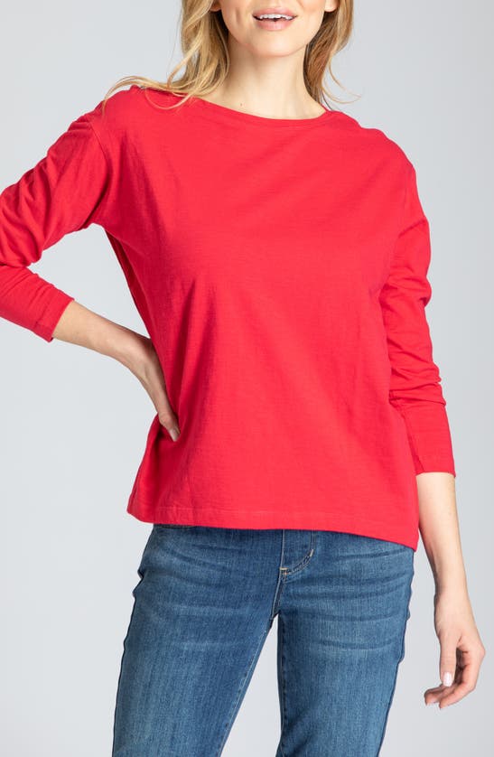 Shop Apny Relaxed Fit Long Sleeve Cotton T-shirt In Red