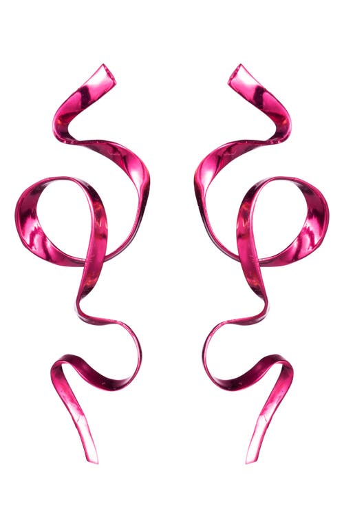 Allegro Ribbon Drop Earrings in Fuchsia