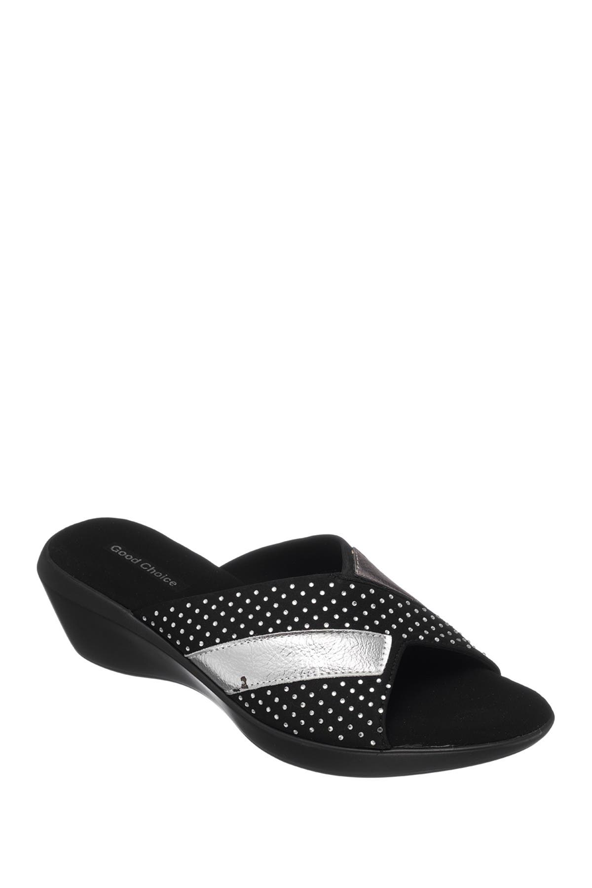 Good Choice New York Damita Rhinestone Wedge Sandal In Black | ModeSens