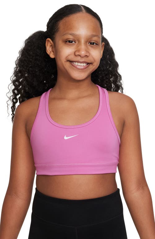 Shop Nike Kids' Dri-fit Racerback Sports Bra In Playful Pink/white