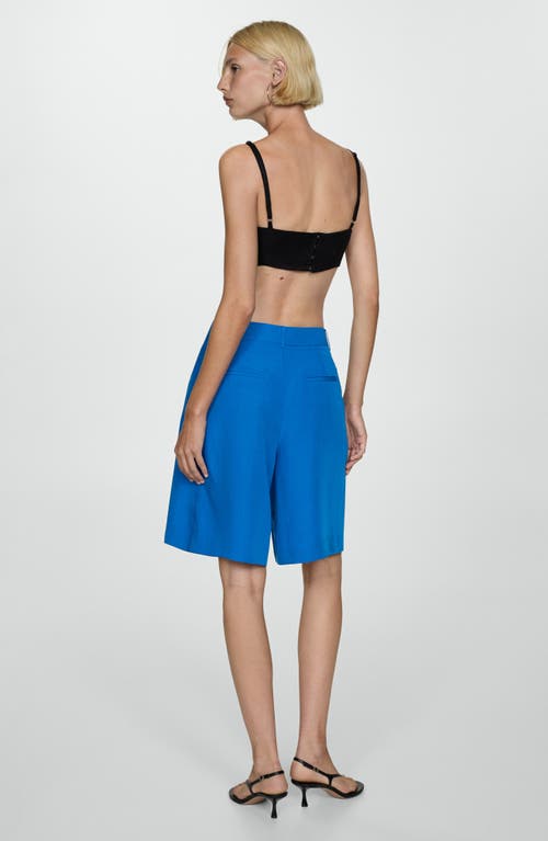 Mango Pleated Bermuda Shorts In Blue
