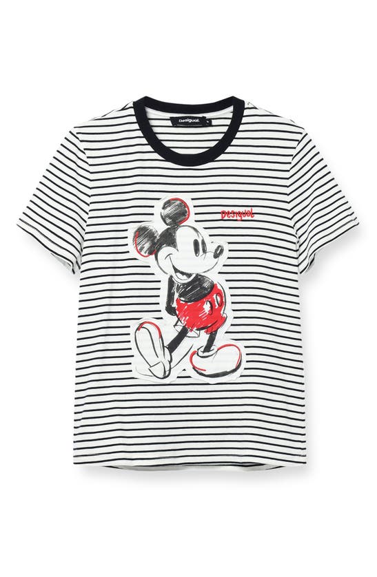 Shop Desigual Embellished Mickey Mouse Appliqué Cotton T-shirt In White