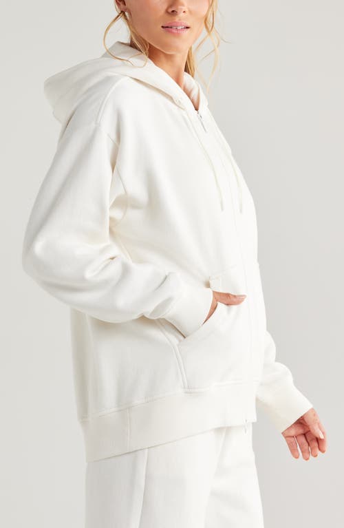 Shop Zella Cloud Fleece Zip Hoodie In Ivory Egret