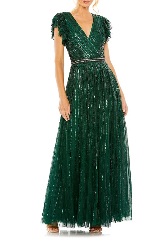 Mac Duggal Beaded Cap Sleeve Tulle A-Line Gown at Nordstrom,