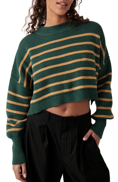 Women's Green Striped Sweaters
