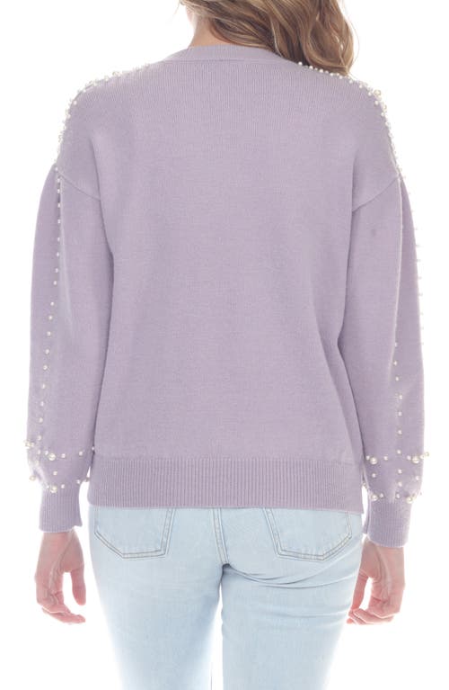Rain And Rose Imitation Pearl Sweater In Lavender