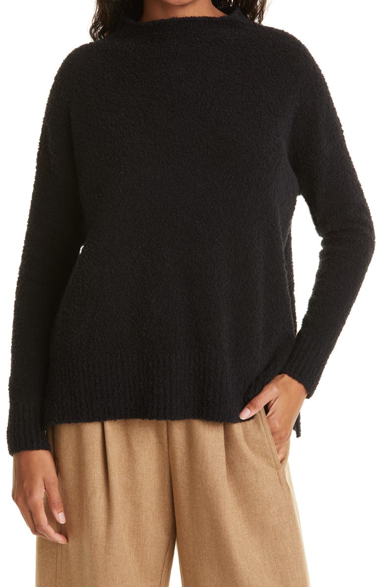 EILEEN FISHER Funnel Neck Sweater, Main, color, BLACK