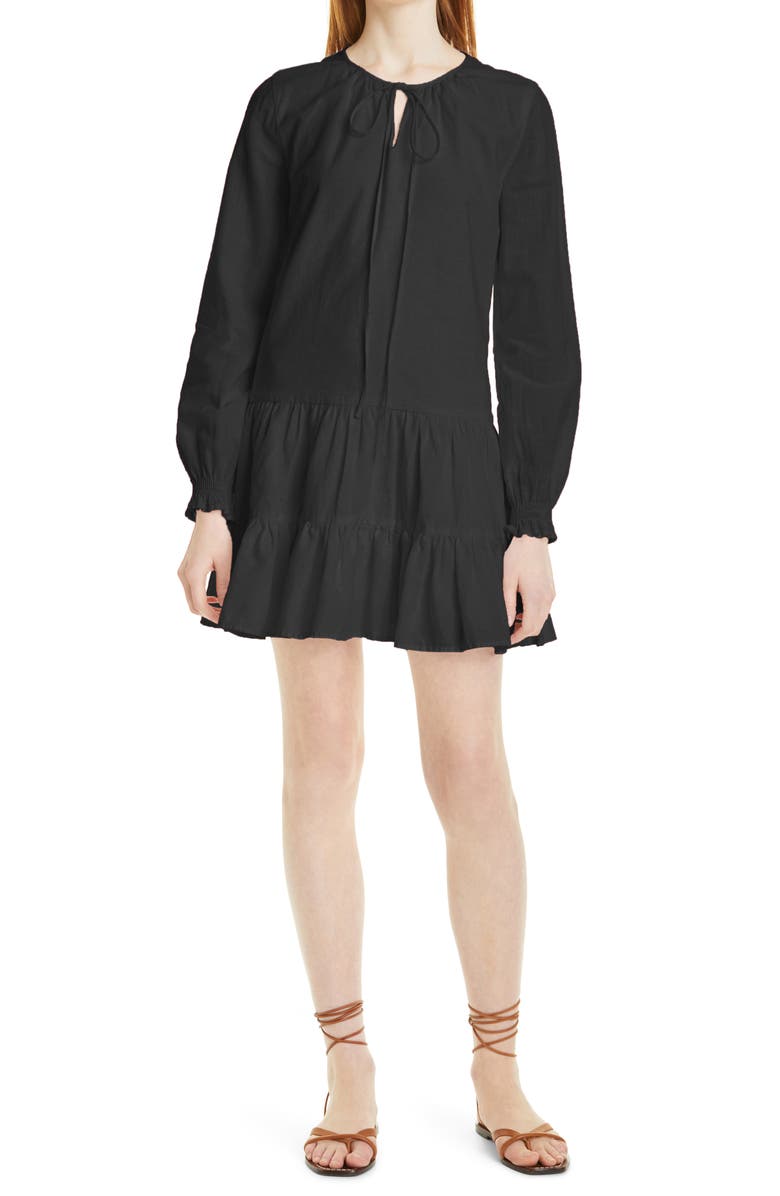 Nicole Miller Long Sleeve Ramie & Linen Dress, Main, color, 