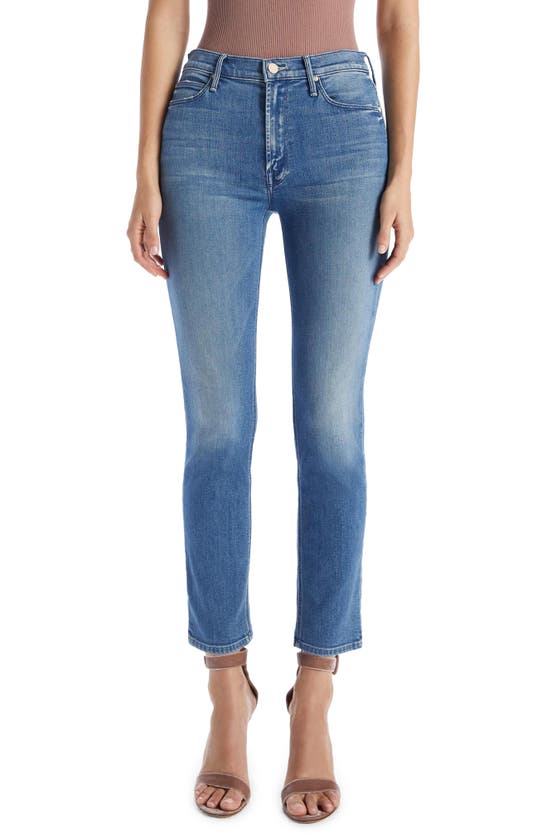 Mother The High Waisted Study Hover Distressed Straight Ankle Jeans In I Wet My Plants