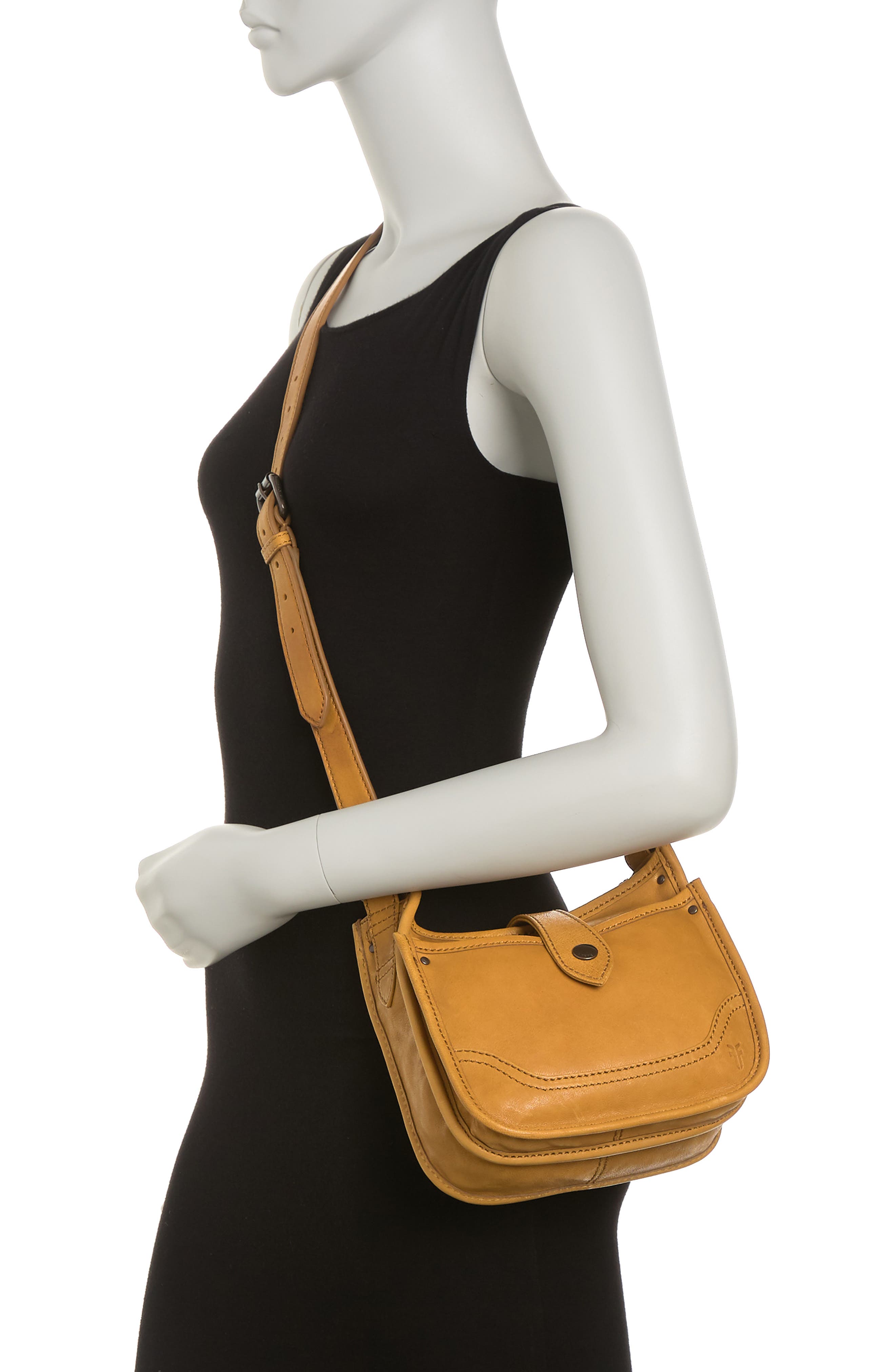 Frye Madison North South Leather Mini Crossbody Bag In Sunflower