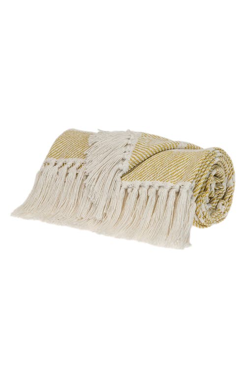 Parkland Collection Mio Stripe Fringe Throw Blanket In Yellow