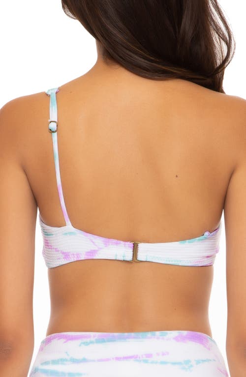 Shop Becca Iconic Asymmetric One-shoulder Bikini Top In Orchid/jasper