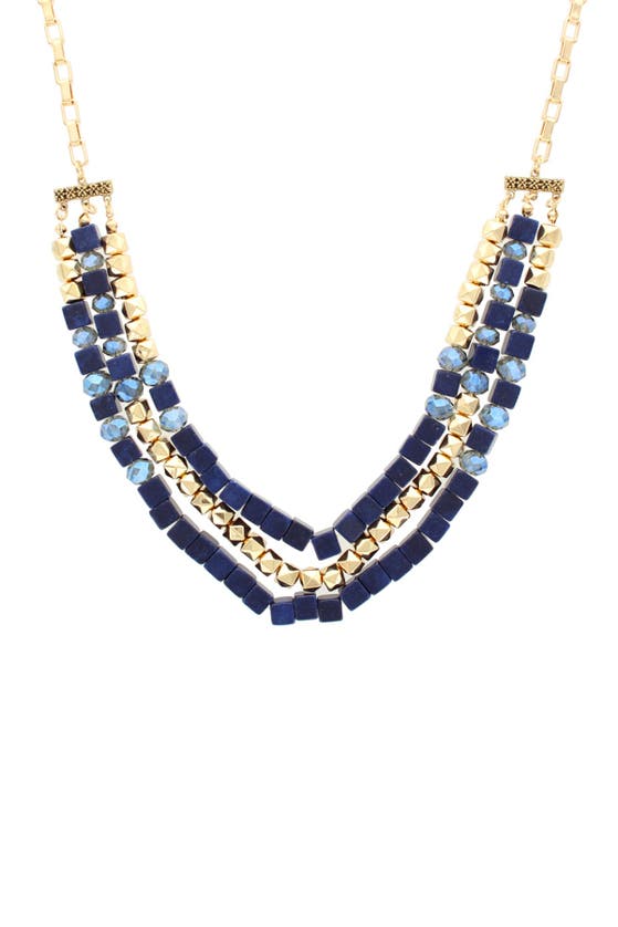 Olivia Welles Geometric Gems Necklace In Gold-blue