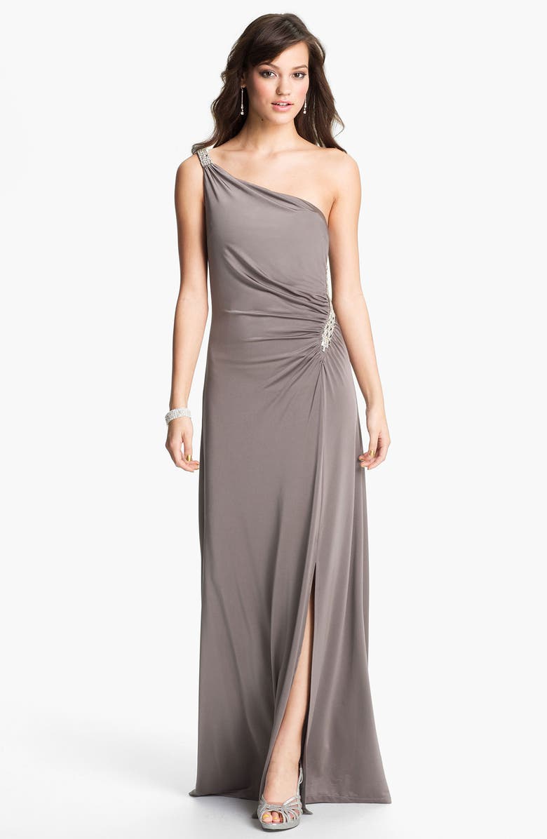 Calvin Klein Embellished One Shoulder Gown | Nordstrom