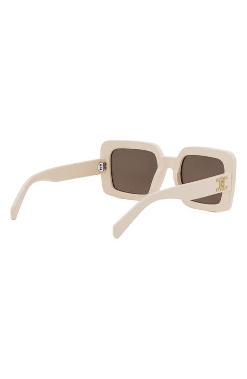 Shop Celine Triomphe 56mm Square Sunglasses In Ivory/brown