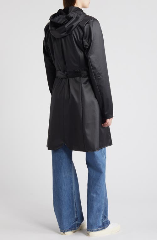 Shop Rains Curve Waterproof Belted Jacket In Black Grain