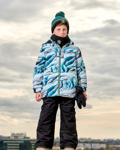 Shop Deux Par Deux Boy's Two Piece Snowsuit Printed Glaciers And Black In Anthracite