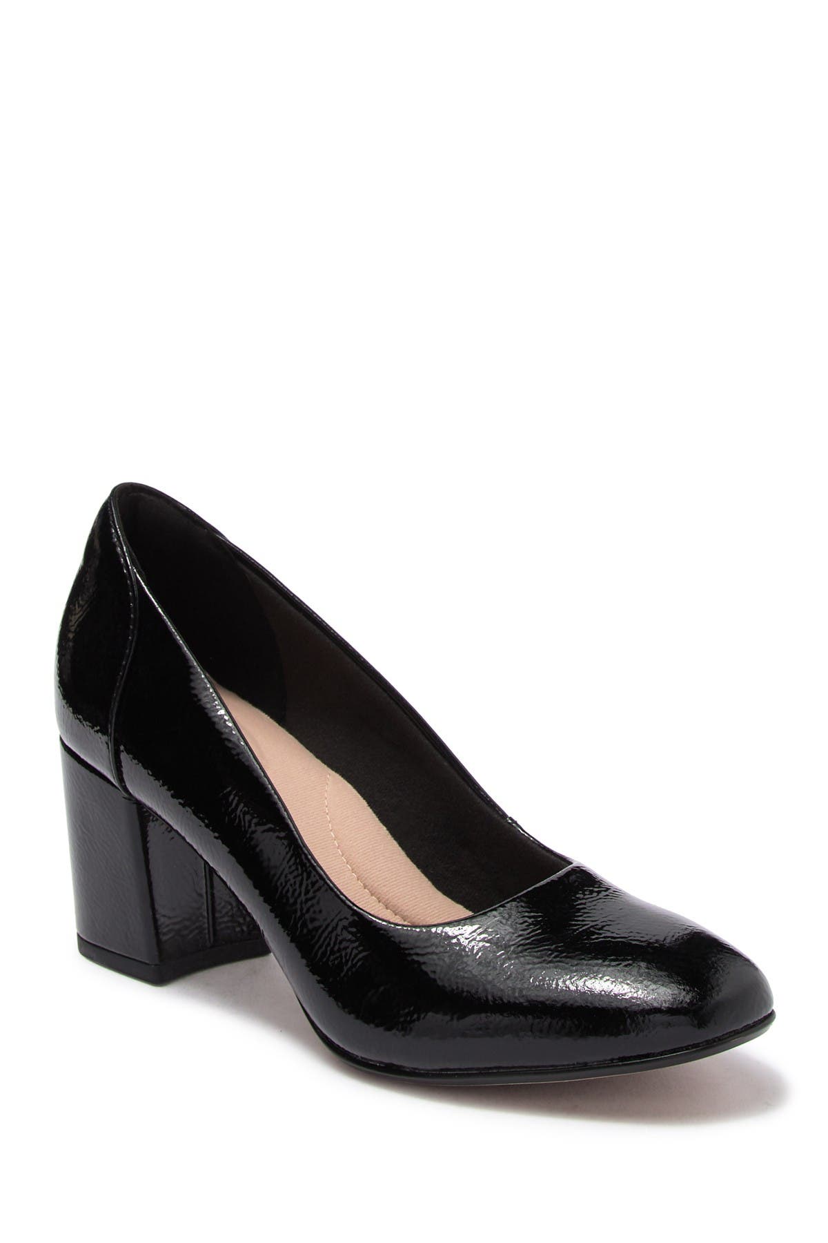 clarks block heel pumps