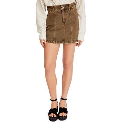 Free People Topstitch Detail Miniskirt, Brown
