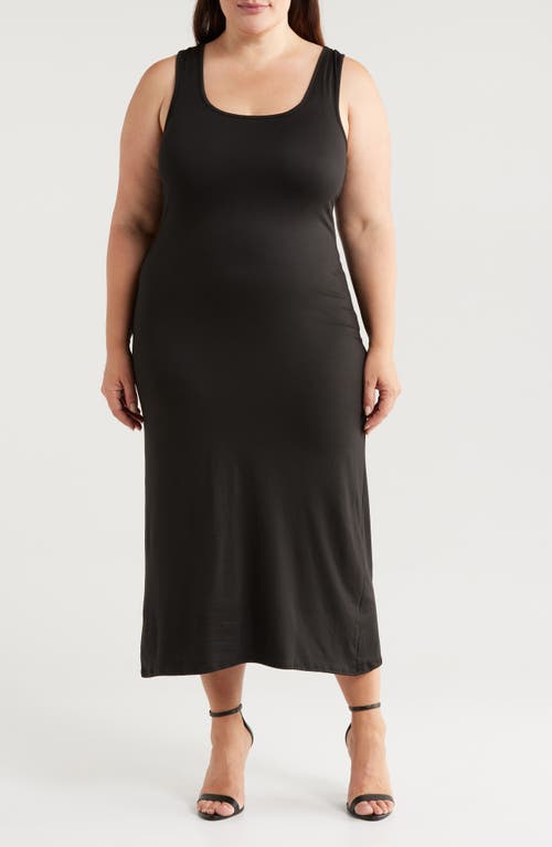 24seven Comfort Apparel Racerback Jersey Midi Dress In Black