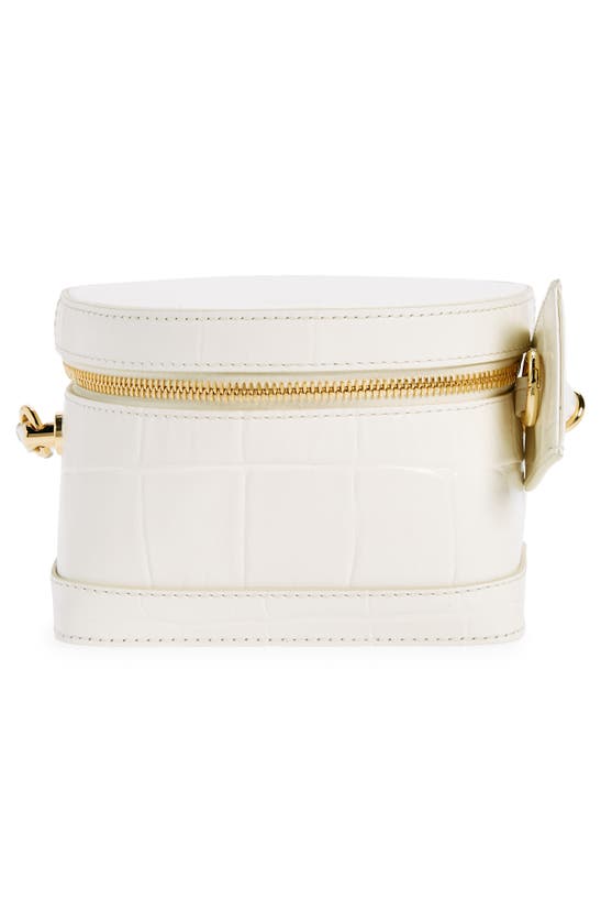 Shop Jacquemus Le Vanito Circular & Square Croc Embossed Leather Shoulder Bag In Light Ivory