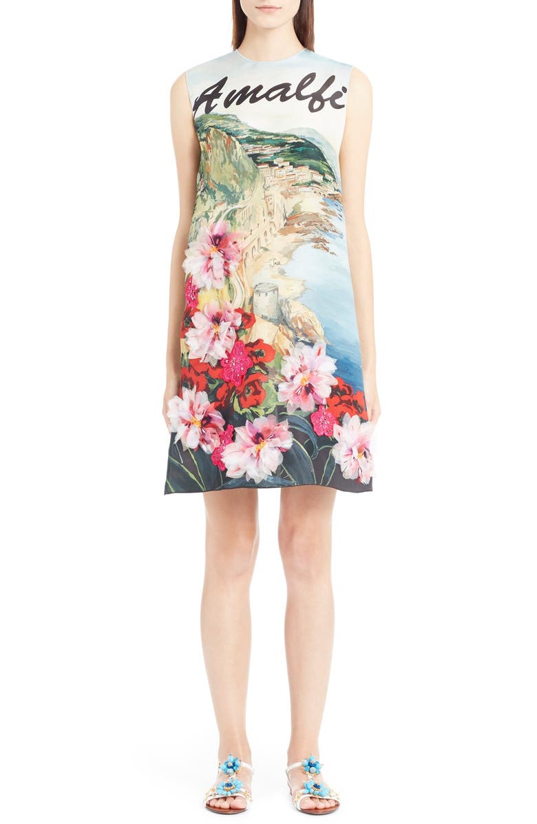 Dolce&Gabbana Floral Embellished Silk Shift Dress | Nordstrom