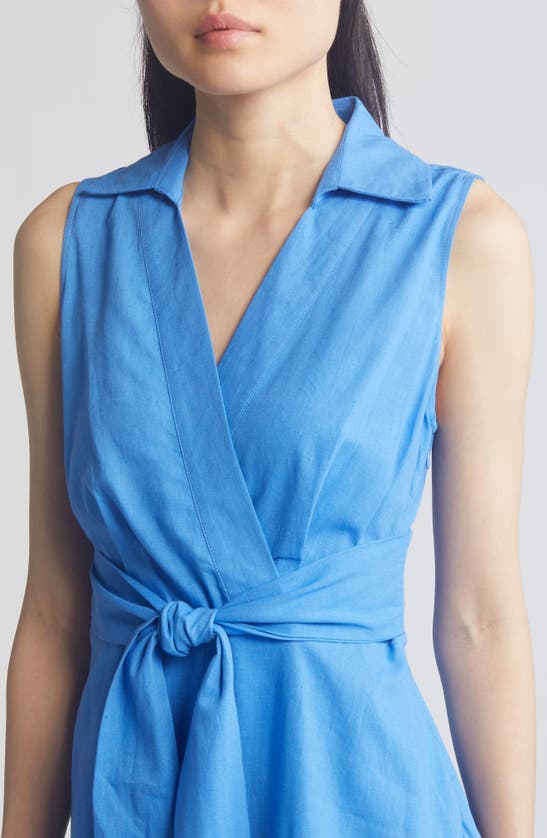 Shop Tahari Asl Sleeveless Midi Shirtdress In Summer Sky