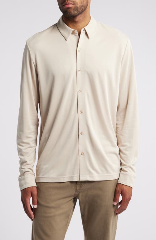 Shop Johnston & Murphy Vintage Wash Knit Button-up Shirt In Tan