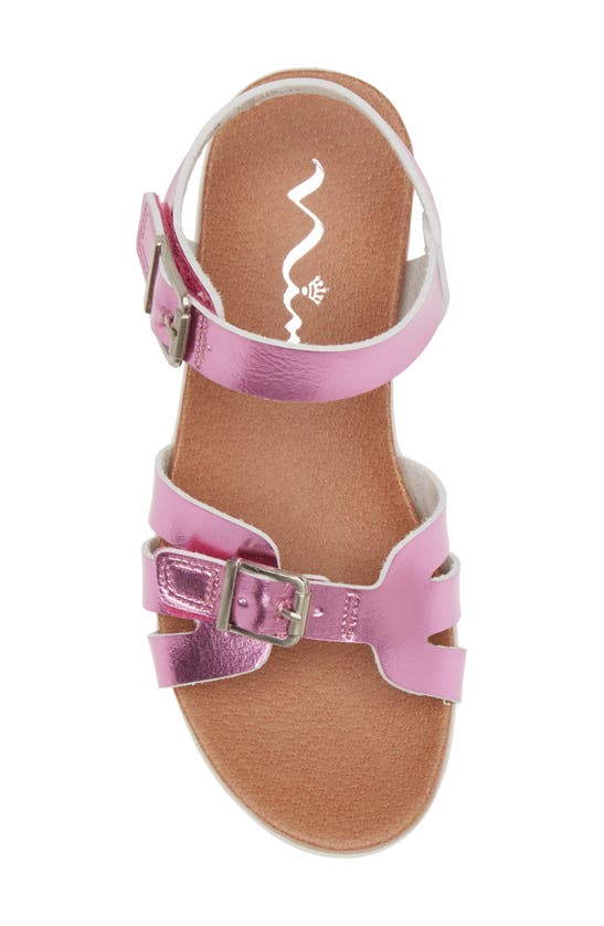 Nina Kids' Lacey Metallic Strappy Sandal In Dark Pink Metallic