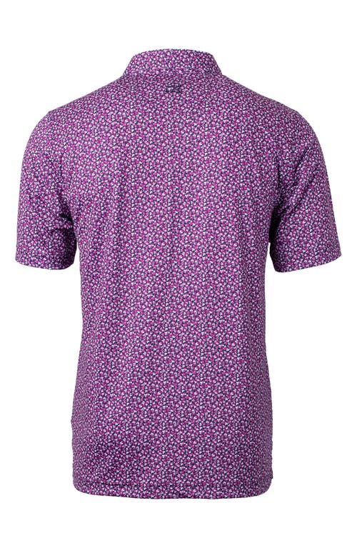 Cutter & Buck Magnolia Scatter Print Performance Polo In Gelato/navy Blue