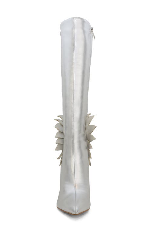 Yoki Nyla Embellished Metallic Boot In Silver