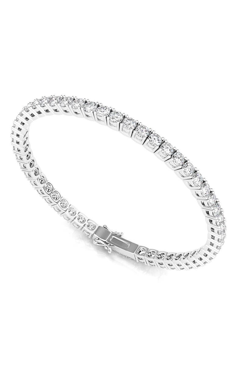 HauteCarat Round Cut Lab Grown Diamond Tennis Bracelet, Alternate, color, White Gold
