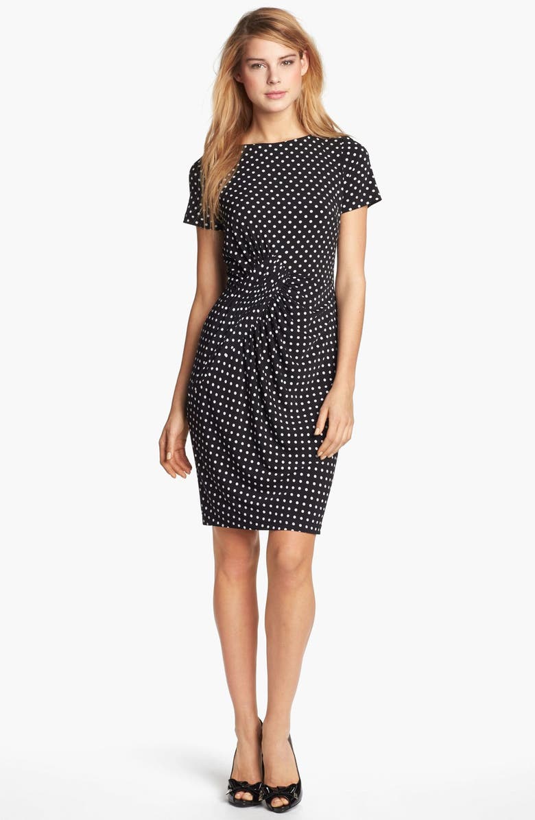 Adrianna Papell Polka Dot Ruched Jersey Dress | Nordstrom
