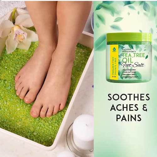 Pursonic Tea Tree Oil Foot Salt 10 oz In Green