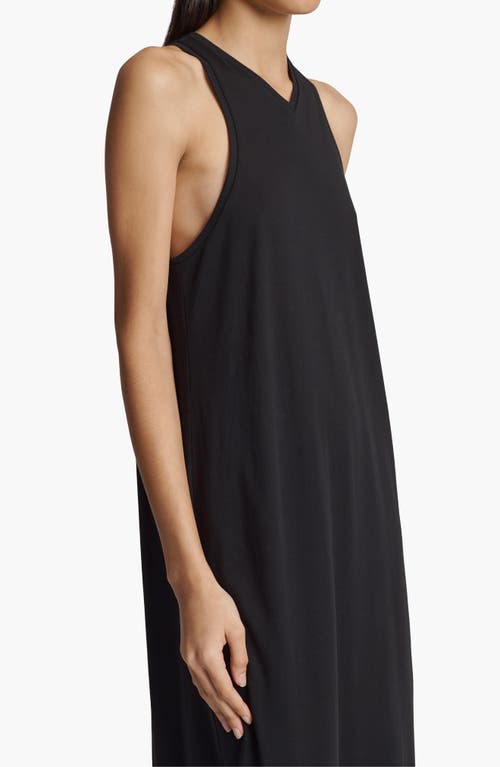 Shop Khaite Vernetta V-neck Sleeveless Cotton Blend Maxi Dess In Black