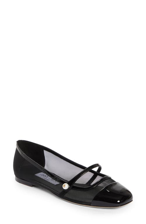 Shop Jimmy Choo Elisa Mesh Flat In Black/black