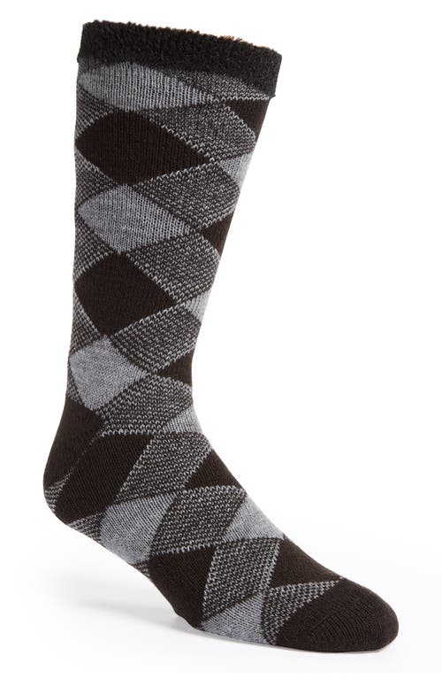 UGG(r) Grady Diamond Fleece Lined Crew Socks in Grey /Black