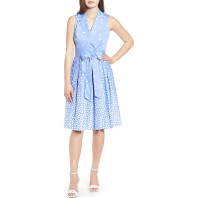 Anne Klein Scattered Dot Tie Front Dress, Blue