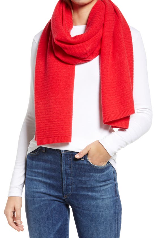 Nordstrom Cashmere Rib Scarf In Red Chinoise