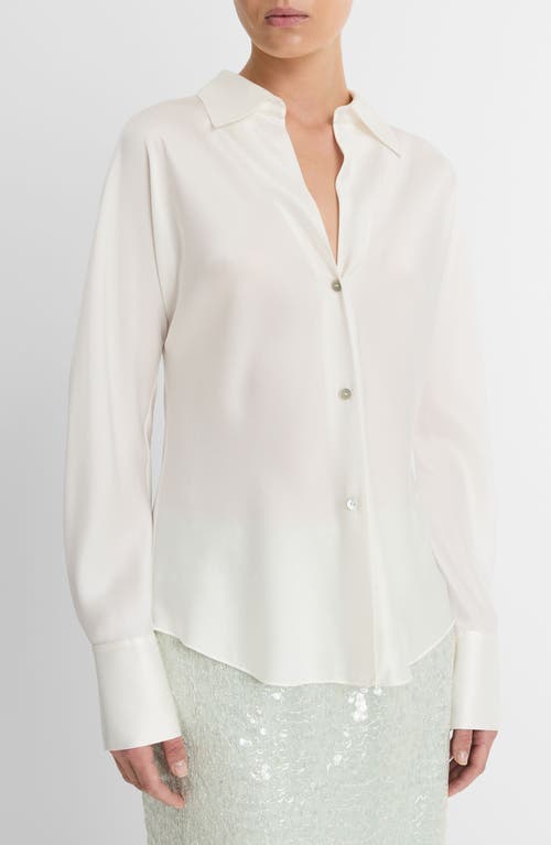 Shop Vince Silk Button-up Shirt In Off White