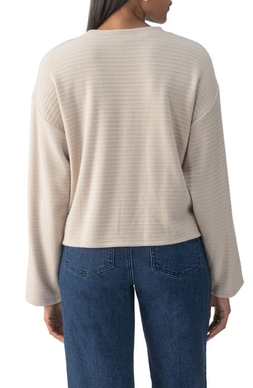 Shop Sanctuary Textured Ottmana Stripe Crewneck Top In Frosted Almond