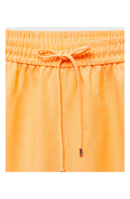 Shop Mango Linen Drawstring Pants In Clementine