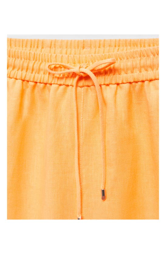 Mango Linen Drawstring Pants In Clementine
