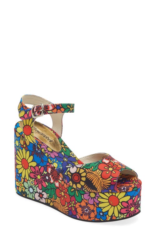 Jeffrey Campbell Dazing Wedge Platform Sandal in Multi Floral