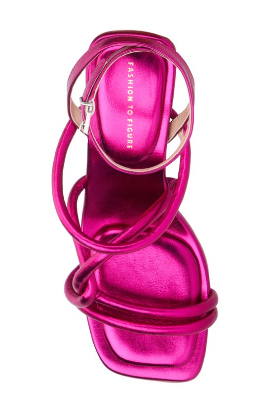 Fashion To Figure Ohara Strappy Block Heel Sandal In Neon Pink