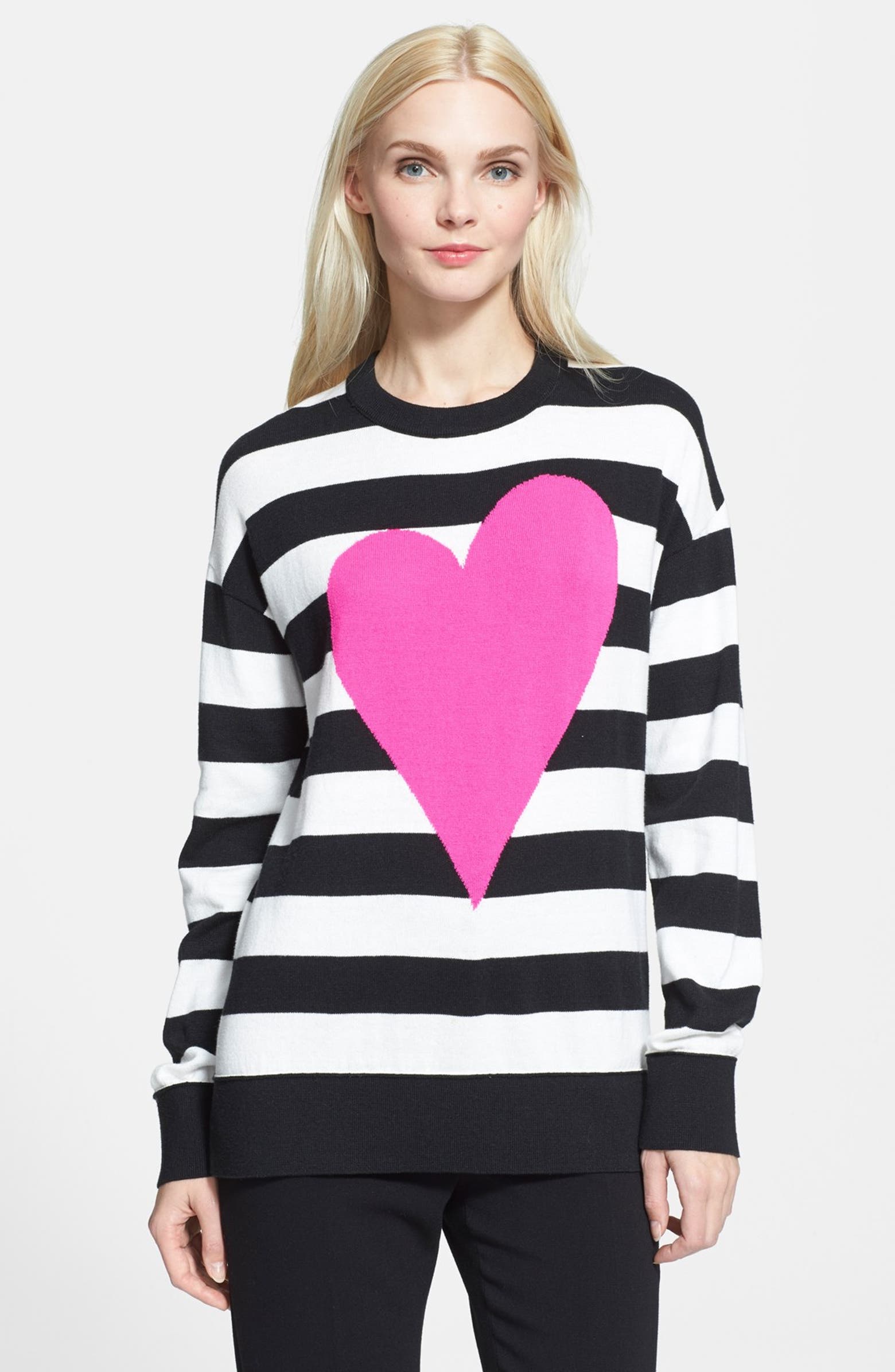 kate spade new york heart stripe intarsia knit sweater | Nordstrom