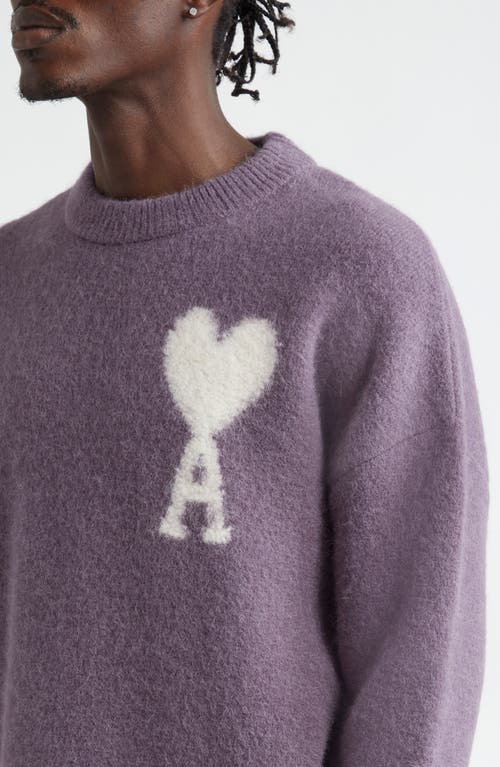 Shop Ami Alexandre Mattiussi Ami Paris Ami De Coeur Alpaca & Wool Blend Crewneck Sweater In Lilac/504