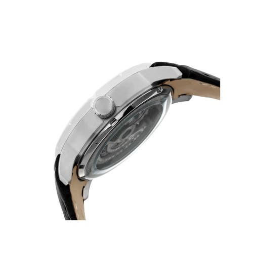 Shop Heritor Automatic Ryder Skeleton Leather-band Watch In Silver